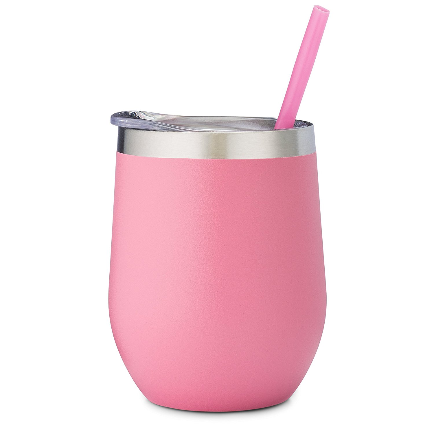 12 oz Stainless Wine Tumbler with Straw 1